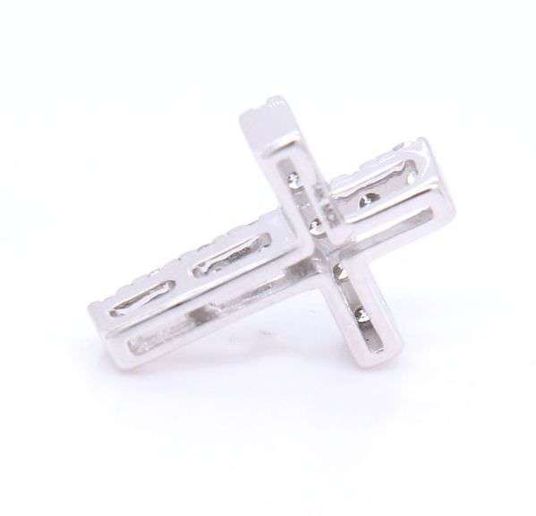 14kt White gold tiny cross diamond pendant