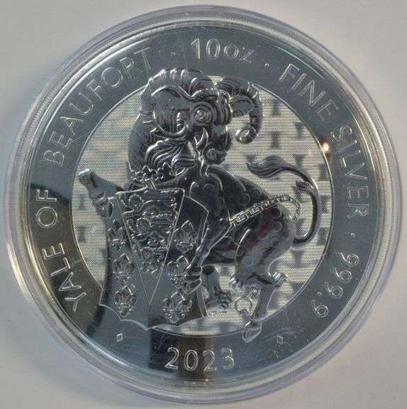 Superb Gem BU 2023 British 10 Pounds (10 Oz) pure .999 Silver coin in capsule