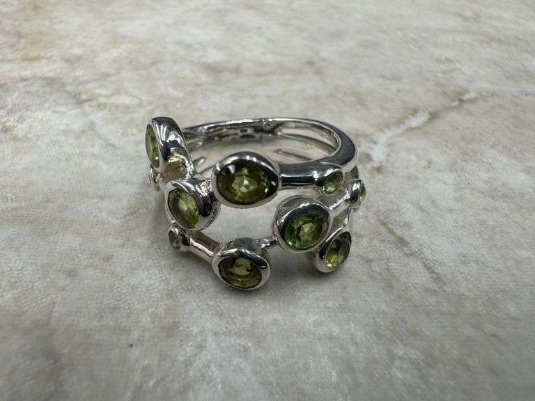 Sterling Silver Natural Gemstone Perdiot Ring Size 6