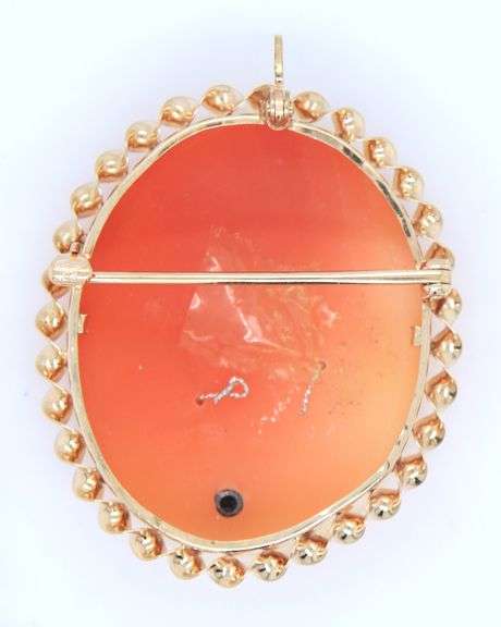 10kt Yellow gold Cameo pin pendant