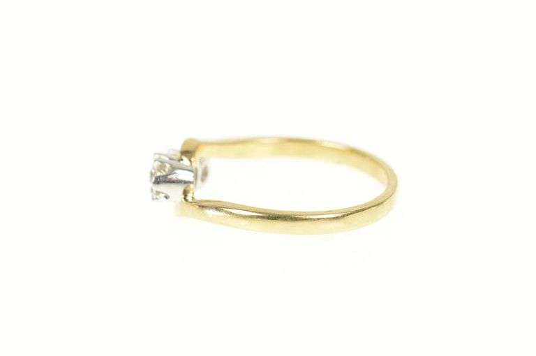 14K Yellow Gold 0.36 Ctw Wavy Diamond Bypass Engagement Ring