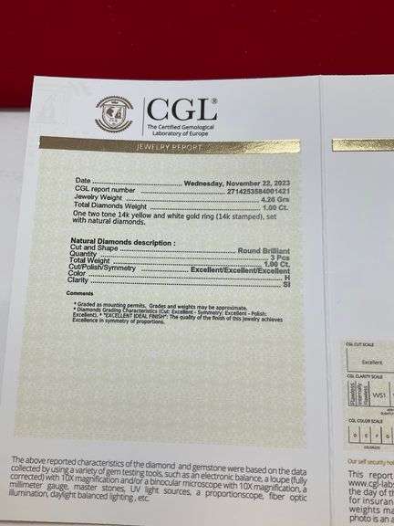 CERTIFIED 14K GOLD AND DIAMOND RING. 1.00 CARAT.