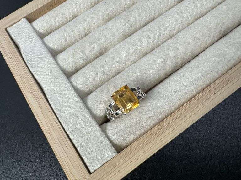 Sterling Silver Natural Gemstone Citrine Ring Size 6