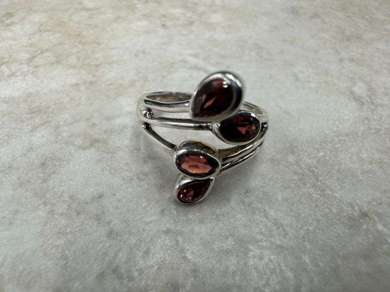 Sterling Silver Gemstone Natural Garnet Ring Size 7