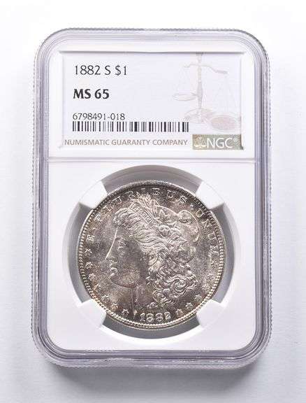MS65 1882-S Morgan Silver Dollar NGC Beautifully Toned