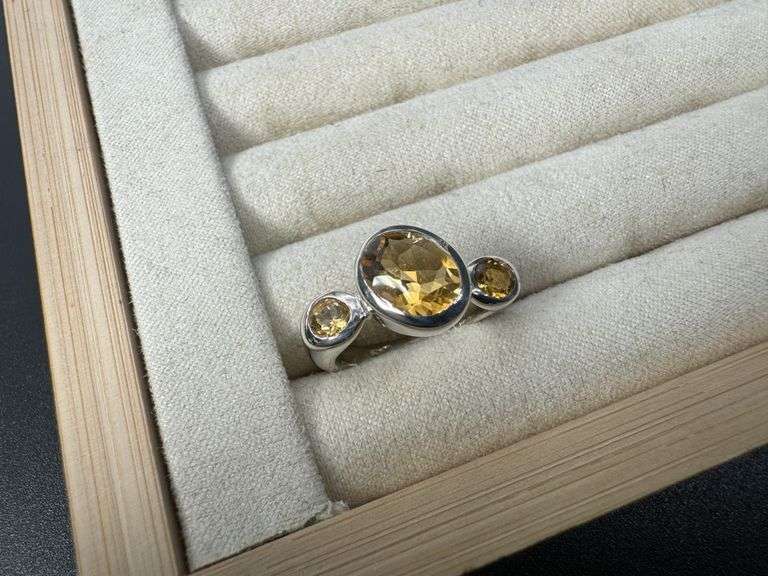 Sterling Silver Natural Gemstone Citrine Ring Size 6