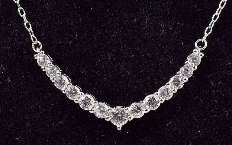 Sterling Silver CZ Gemstone Pendant Necklace