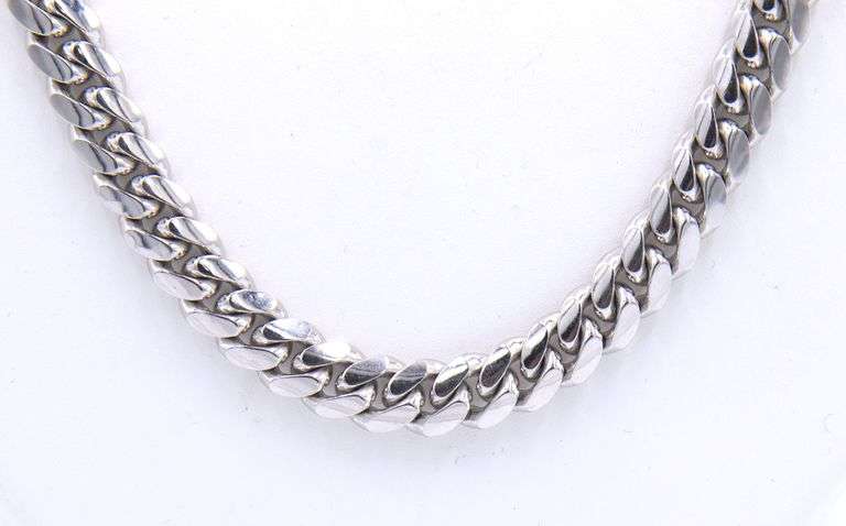 14kt White gold Cuban link heavy chain necklace