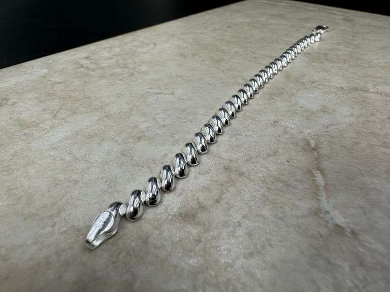 Sterling Silver San Marco 6.3mm Wide Hollow Link Bracelet Chain 7"