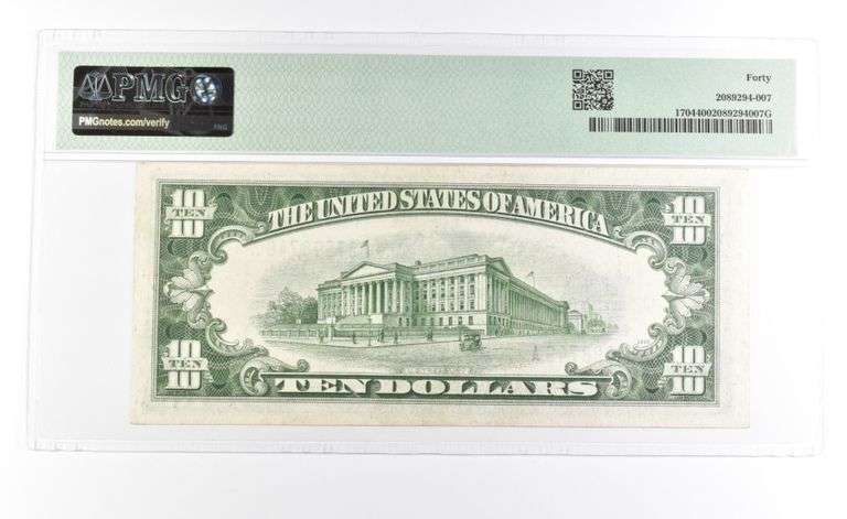 PMG 40 EF 1934 C $10 Silver Certificate Blue Seal Fr#1704