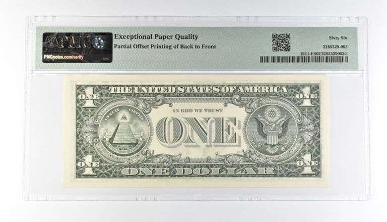 PMG 66 Gem Unc EPQ $1 1981 FRN Richmond Fr#1911-E Offset Print Error