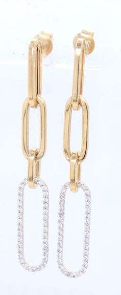 14kt Yellow gold diamond dangle earrings