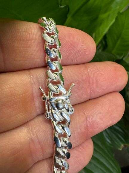 Sterling Silver Solid Miami Cuban Link Chain 6.8mm 925 Italy Box Lock Bracelet 8"