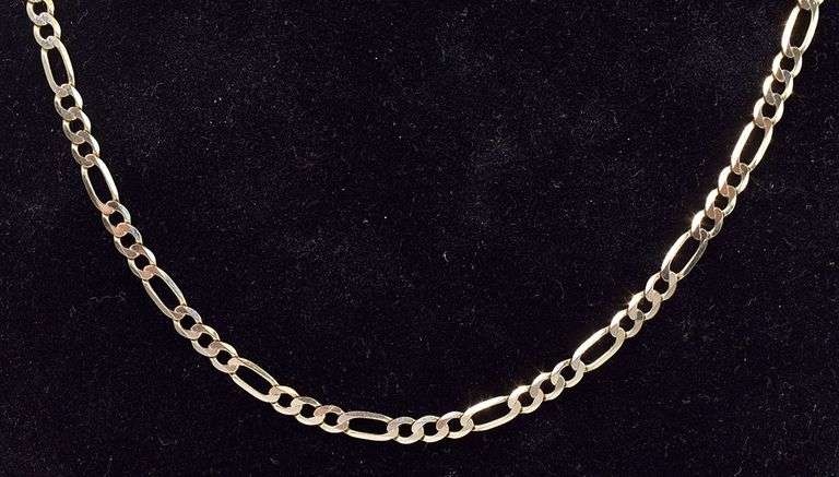 Handsome 14K Yellow Gold Figaro Chain Necklace