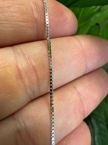 10k White Gold Solid Box Link Chain 1mm Necklace 18"