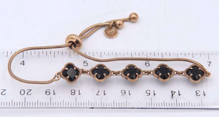 925 Sterling silver black onyx clover bracelet