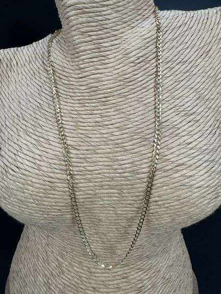 10k Yellow Gold Solid Pave Curb Link Chain 3.2mm Necklace 18"
