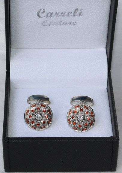 Handsome Pair Jeweled Style Cufflinks By Carelli