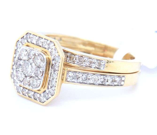 10K Yellow Gold Diamond Wedding Set – Approx. 1.00 cttw