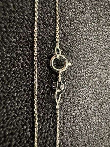 14k White Gold Solid Cable Chain Round Rolo Link 0.9mm Necklace 18"