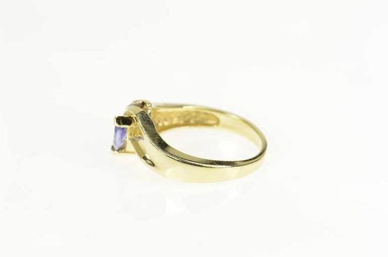14K Yellow Gold Marquise Tanzanite Diamond Accent Statement Ring