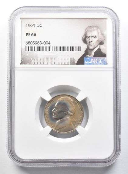 PF66 1964 Jefferson Nickel NGC Beautifully Toned