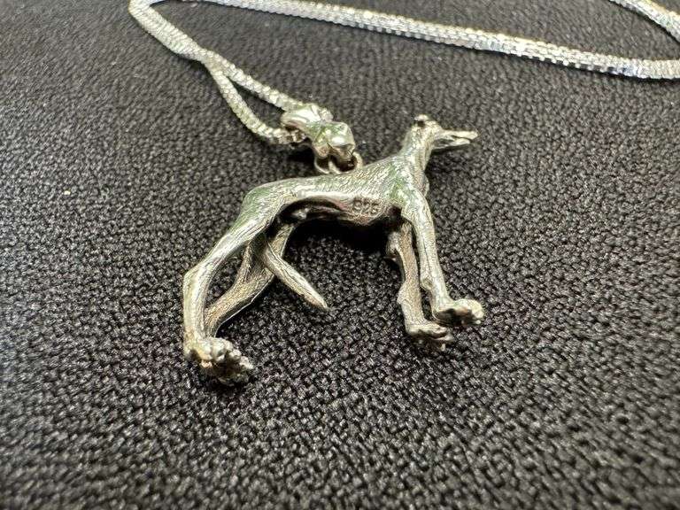 Sterling Silver Greyhound Dog Pendant Charm High Quality 925 3D Canine