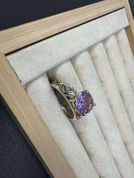 Sterling Silver Natural Gemstone Amethyst Ring Size 10
