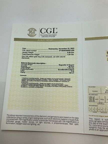 CERTIFIED 14K YELLOW GOLD AND DIAMOND BAND. 1.25 CARAT