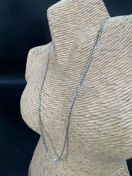 10k White Gold Solid Curb Link Chain 2.5mm Necklace 22"