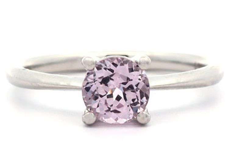 1.08ct Round Pink Sapphire Solitaire Ring in Platinum W/Box