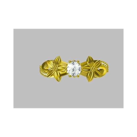 Sparkling 14 Kt Gold Plated 1 Ct Simulated Diamond Ring