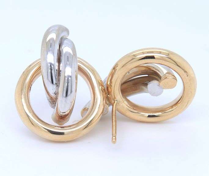14kt Yellow and white gold loop earrings