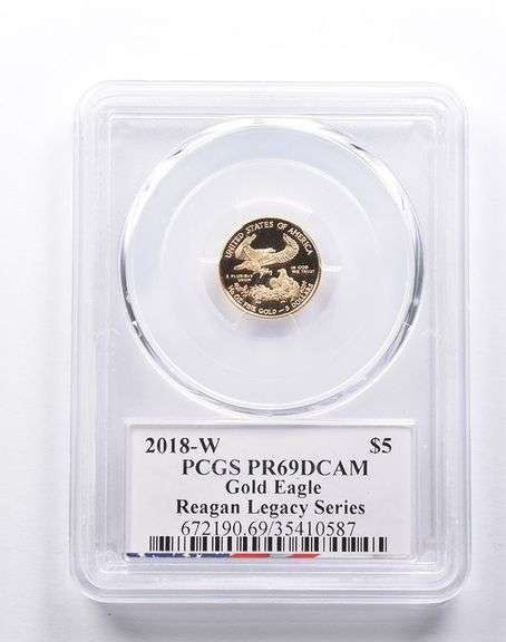 PR69 DCAM 2018-W $5 American Gold Eagle Michael Reagan Signed PCGS