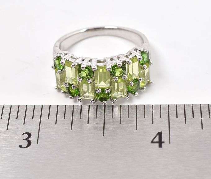 Sterling Silver Green Gemstone Ring