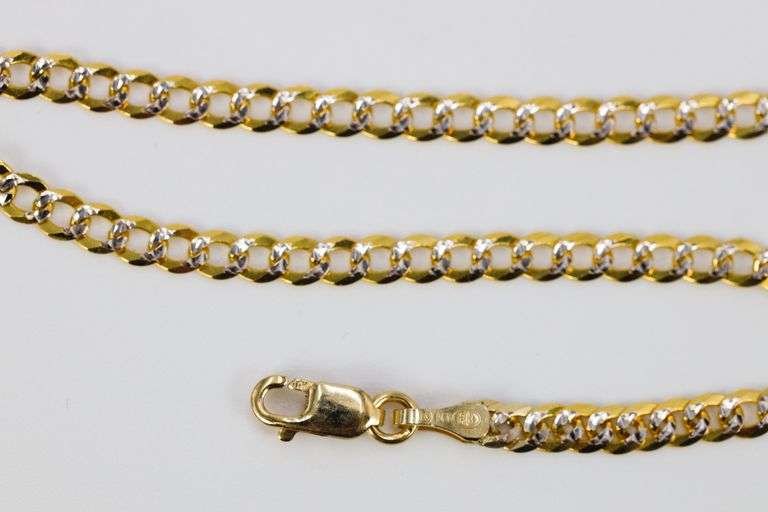 10k Yellow Gold Solid Pave Curb Link Chain 3.2mm Bracelet 8"
