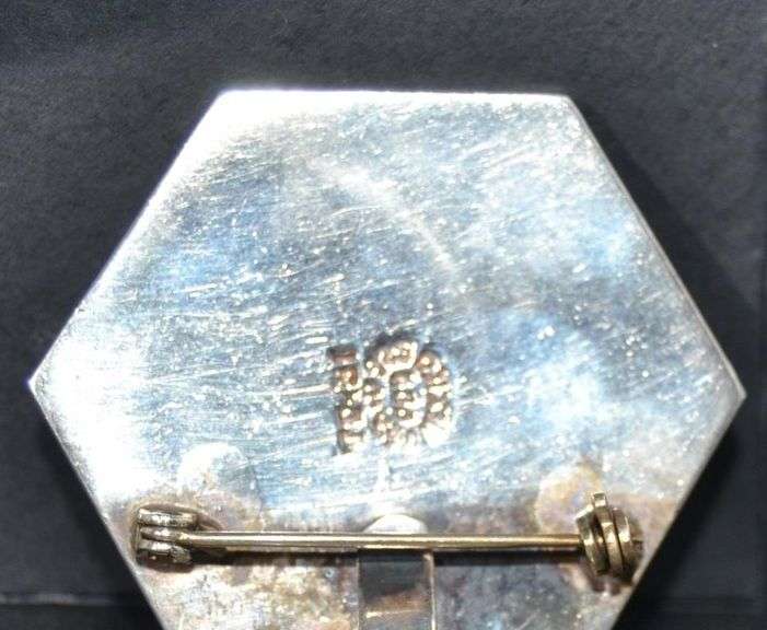 Aztec Mexican .925 Silver Natural Turquoise Inlay Pendant