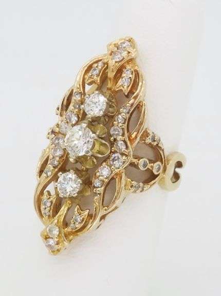 Vintage Navette Diamond Ring