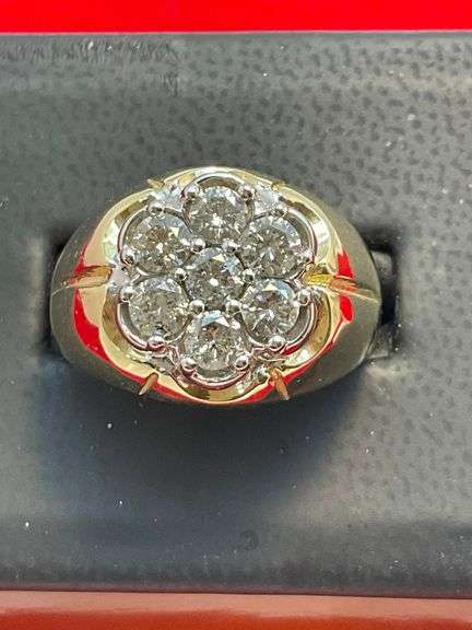 MEN'S CERTIFIED 14K GOLD AND DIAMOND RING 1.50 CARATS