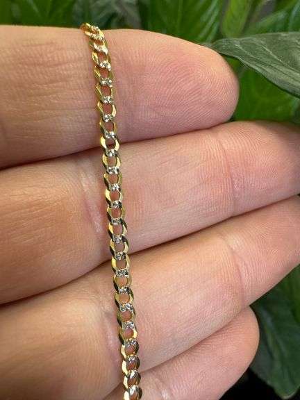10k Yellow Gold Solid Pave Curb Link Chain 3.2mm Necklace 24"