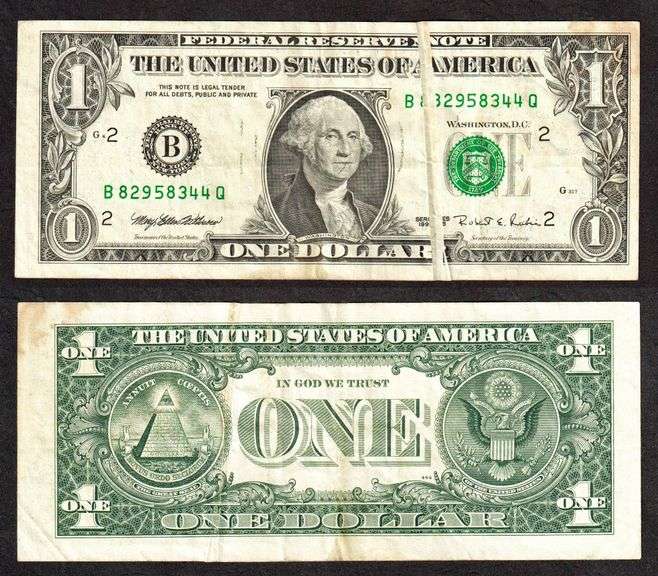 $1 1995 FRN with major Gutter Fold