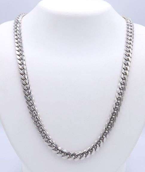 14kt White gold Cuban link heavy chain necklace
