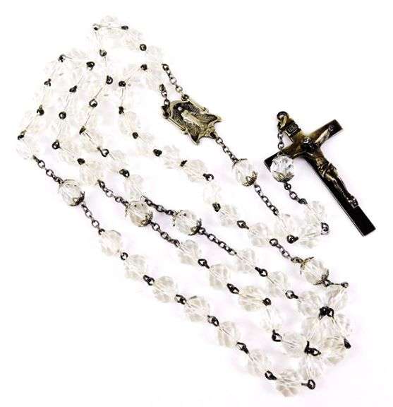 1950's Large Crystal & Sterling Rosary