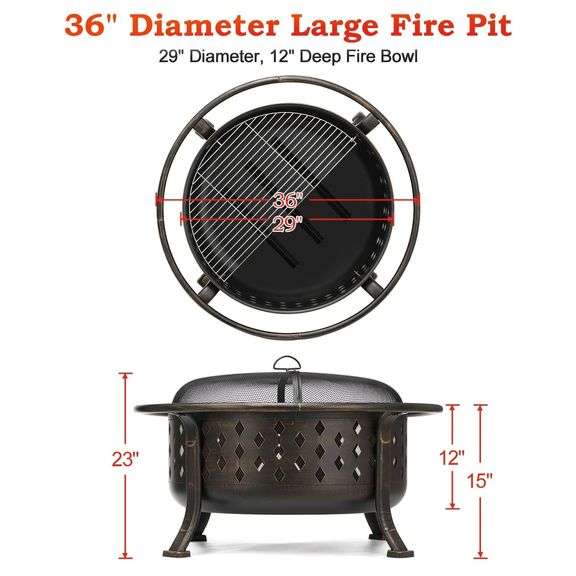 36-Inch Outdoor Wood-Burning Fire Pit