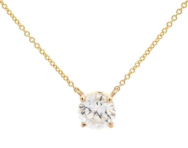 GIA Certified 1.57ct Round Laser Drilled Diamond Solitaire Pendant Necklace in 14K