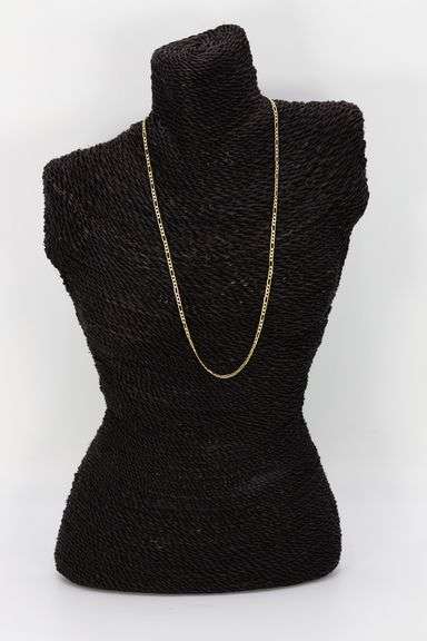 10k Yellow Gold-Hollow Pave Figaro Link Chain 3.3mm Necklace 18"