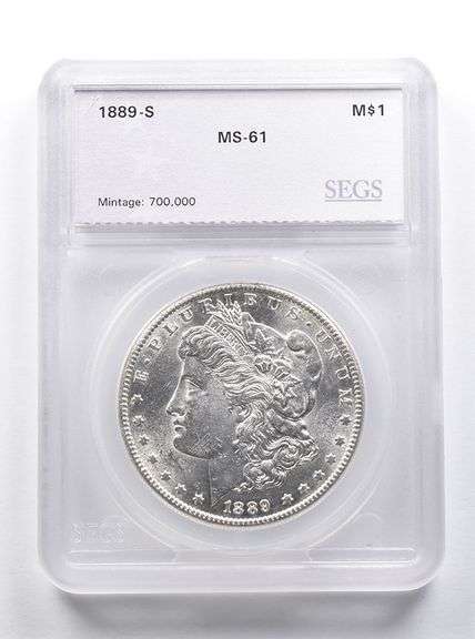 MS61 1889-S Morgan Silver Dollar SEGS