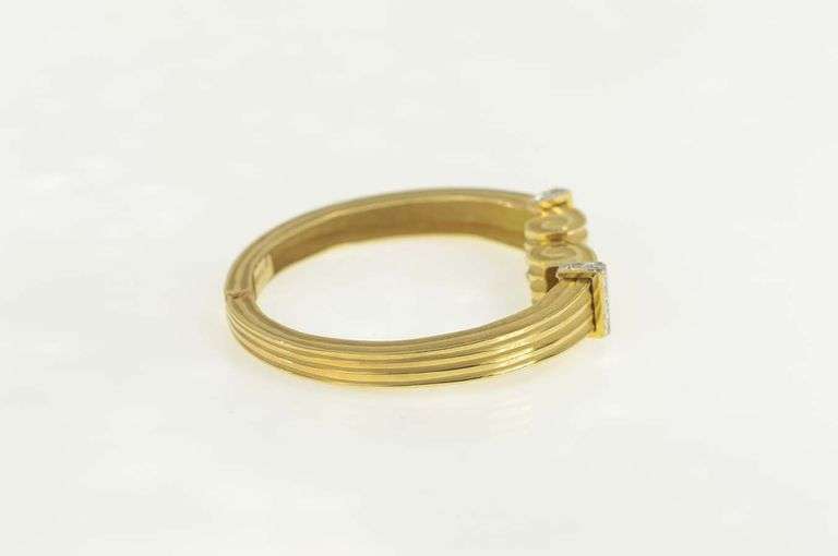 18K Yellow Gold Robert Wander Winc Diamond Scroll Cuff Bracelet