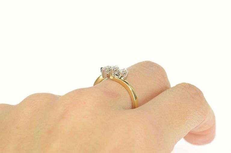 14K Yellow Gold 0.36 Ctw Wavy Diamond Bypass Engagement Ring