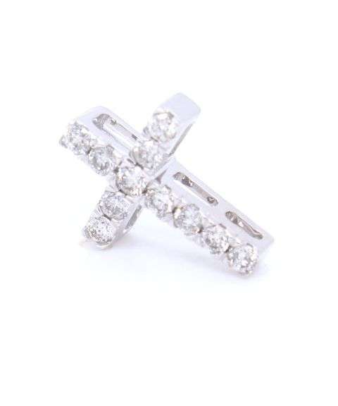 14kt White gold tiny cross diamond pendant